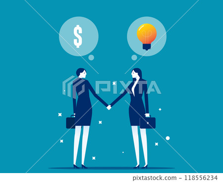 Venture capital, project pitching for funding or VC investment. Selling idea for money or angel investment for project. Young entrepreneur pitching idea to raise venture capital fund. Startup concept 118556234