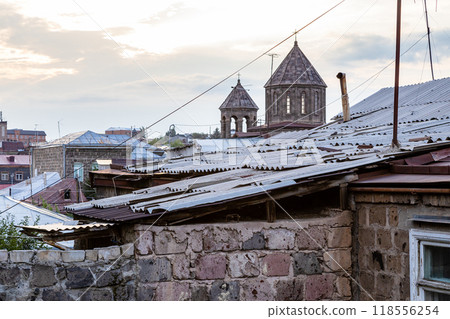 skyline of old town of Gyumri city in twilight 118556254