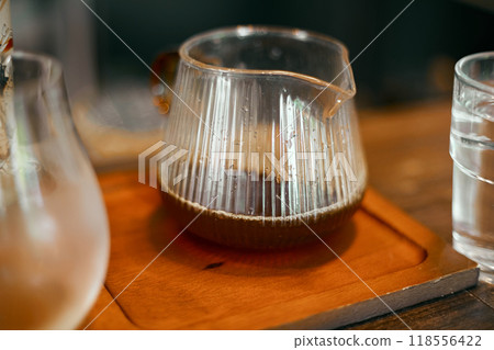 black drip coffee in glass server black drip coffee in glass server 118556422