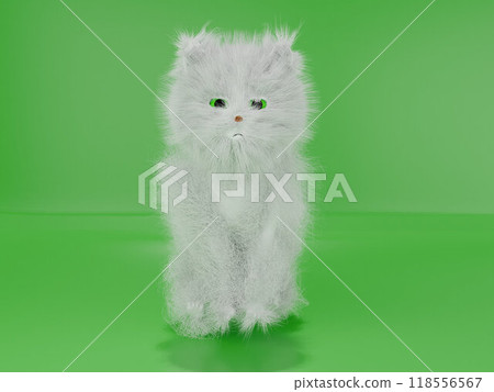 A soothing landscape: A long-haired kitten sitting 118556567