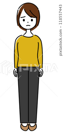 A woman with a troubled face (whole body) 118557443