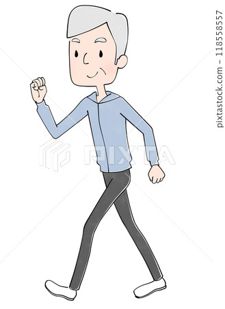 Illustration of a senior man walking 118558557