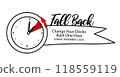 Daylight Saving Time Ends doodle notice reminder with clock turning back one hour at Sunday, November 3, 2024 simple graphic design. Fall Back Concept 118559119