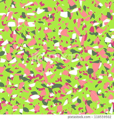 Geometric terrazzo seamless pattern. Abstract colourful modern background. Stone fashion design for web and print. Venetian tile, flooring home decor. Chaotic pastel texture 118559502