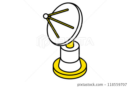 Simple line drawing of a satellite antenna, isometric illustration 118559707