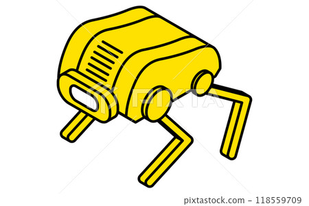 Simple line drawing of an unmanned exploration vehicle quadruped robot, isometric illustration 118559709