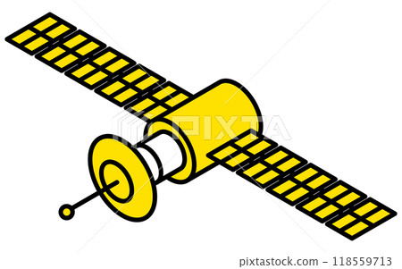 人造衛星的簡單線條畫，等軸圖 118559713