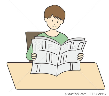 一個人看報紙的插畫素材 118559937