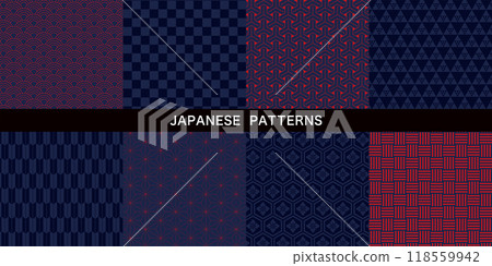 Japanese pattern. Traditional Japanese pattern, seamless pattern. Simple geometric pattern. 118559942