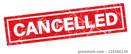 CANCELLED text written on red stamp, stamp red cancelled 118560136