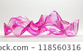 A pink sculpture made of glass, abstract shapes and curves, with a glossy surface and fluid lines 118560316
