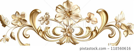 gold decorative vintage floral ornaments elegant style vintage design on white background 118560616
