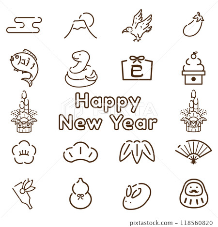 New Year's simple icon set Year of the snake 118560820