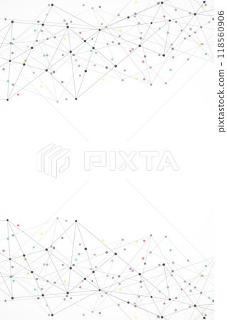 Vector illustration of minimalistic design with connecting the dots and lines. Abstract geometric background of science and technology concept. Vector illustration of minimalistic design with connecting the dots and lines. Abstract geometric background of science and technology concept. 118560906