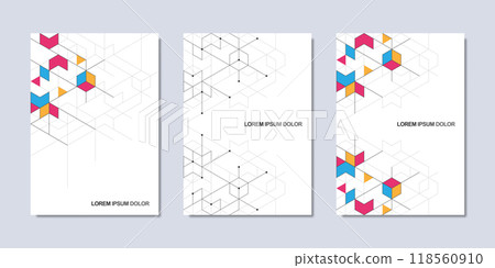 Creative idea of modern design with abstract geometric background. Minimalistic vector texture with polygonal pattern. Template for cover brochure, layout, flyer, book, banner. 118560910