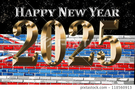 Happy New Year 2025 with Hawaii flag Happy New Year 2025 with Hawaii flag 118560913
