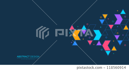 Creative idea of modern design with abstract geometric background. Minimalist vector texture with triangles pattern. Creative idea of modern design with abstract geometric background. Minimalist vector texture with triangles pattern. 118560914