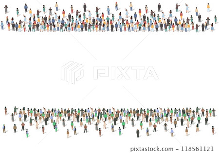 People crowd standing opposite made horizontal frame People crowd standing opposite made horizontal frame 118561121