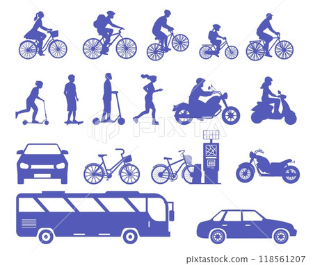 Public city transport silhouette of different kinds vector illustration 118561207