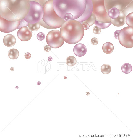 Color round beads and pearls isolated on a transparent background. EPS 10 118561259