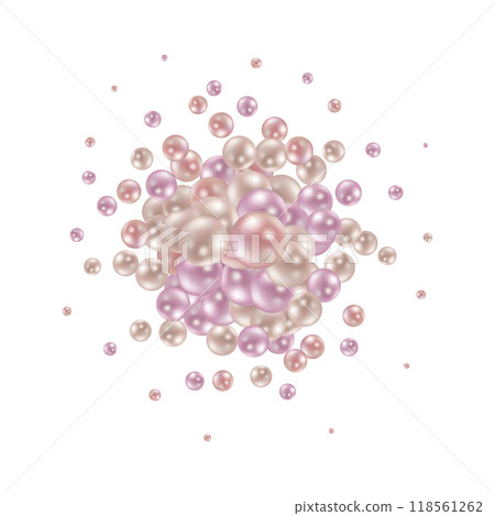 Nature, colorful, multicolored sea pearl background with small and big pearls isolated on transparent background. Photo frame Nature, colorful, multicolored sea pearl background with small and big pearls isolated on transparent background. Photo frame 118561262