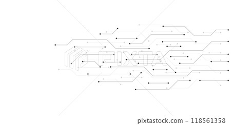 Circuit board texture with communication technology concept. Creative vector illustration 118561358