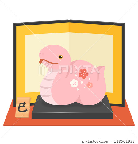 粉紅蛇雕像與金色屏風賀年片材料2025蛇年 粉紅蛇雕像與金色屏風賀年片材料2025蛇年 118561935