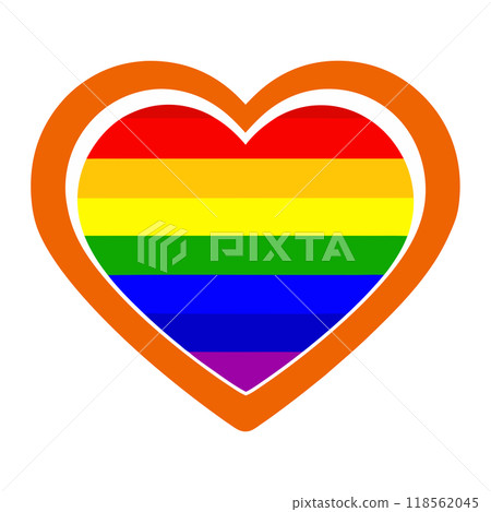 Colorful LGBTQ Pride Rainbow Icon Graphic Simple Line Drawing Equality Symbol Gay Rights Movement Representation Inclusivity. Simple rainbow LGBTQ pride icon in hand-drawn style, colorful 118562045