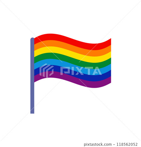 Simple rainbow LGBTQ pride icon in hand-drawn style, colorful representation of diversity, inclusion, activism, equality, and social justice movements worldwide. 118562052