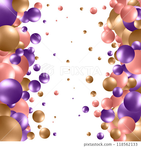 Abstract vector design element. Round photo frame made of colored balloons. Abstract background. Vector photo frame. Colored balls. Eps 10 118562133