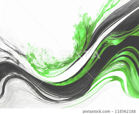 Green and black fluid pattern. AI generated image. 118562188