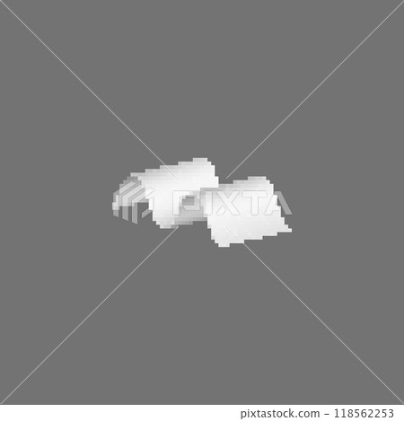Pixelated white paper sheets illustration. Simple pixel art of two white sheets of paper on a gray 118562253