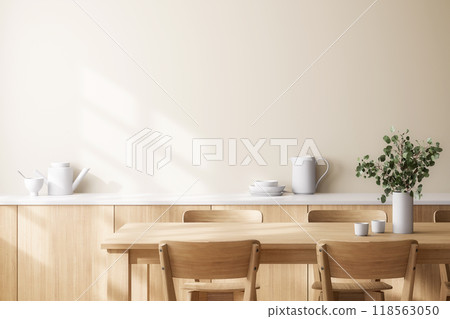 Minimal style modern contemporary dining room interior with empty area for copy space 3d render Minimal style modern contemporary dining room interior with empty area for copy space 3d render 118563050
