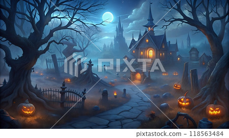 Spooky halloween night background 118563484