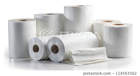Toilet Paper Rolls Isolated on White Background 118563562