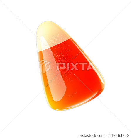 Colorful candy corn piece on a white background with a glossy finish 118563720
