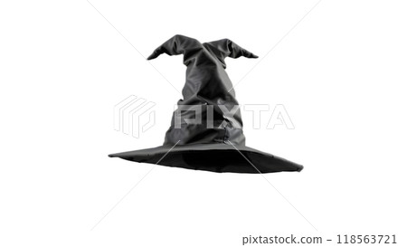 A classic black wizard hat on a white background for Halloween 118563721