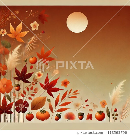 秋葉和紅堅果的框架 118563796