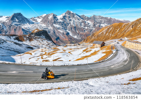 Amazing view of Grossglockner High Alpine Road at autumn. Amazing view of Grossglockner High Alpine Road at autumn. 118563854