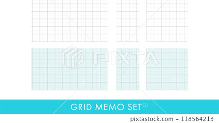 Simple graph paper memo set with white and light blue background 118564213