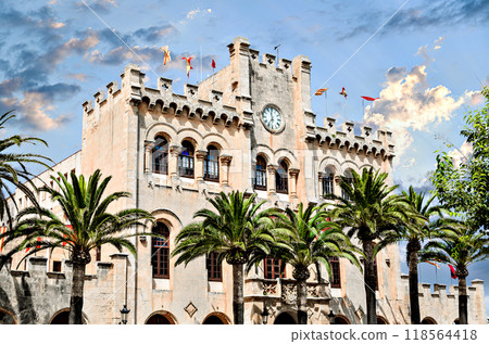Ciutadella Town Hall, Menorca. Former palace of the Arab governor and Royal Palace under the Crown of Aragon. Menorca, Balearic Islands, Spain Ciutadella Town Hall, Menorca. Former palace of the Arab governor and Royal Palace under the Crown of Aragon. Menorca, Balearic Islands, Spain 118564418
