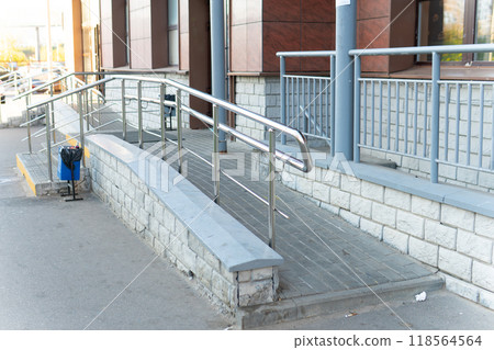 slope outdoor concrete ramp care entrance access wheelchair disability building architecture disabled 118564564