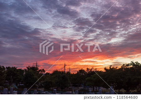 Beautiful scenery in the early morning in Okayama City, Okayama Prefecture, Japan 118564680