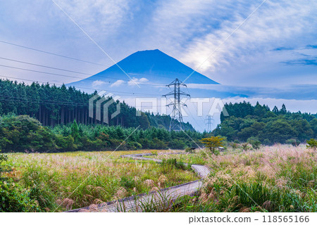 [靜岡縣]初秋的小田貫沼澤和富士山 118565166