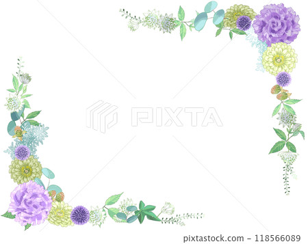 別緻彩色花朵的框架插圖 118566089