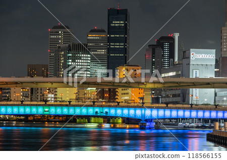 Night view of Tenmabashi, Osaka - View from Hachikenyahama Night view of Tenmabashi, Osaka - View from Hachikenyahama 118566155