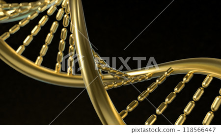 The Gold Dna in black background  for sci or medical concept 3d rendering. 118566447