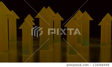The Gold arrow up on black background  for Business concept 3d rendering. 118566449