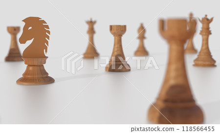 The wood chess on white background for Business concept 3d rendering. The wood chess on white background for Business concept 3d rendering. 118566455