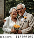 Elderly couple cuddling 118566465